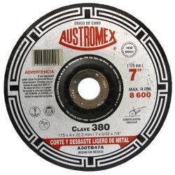 DISCO ABRASIVO 7" X 5/32" X 7/8" CLASICA AUSTROMEX D..