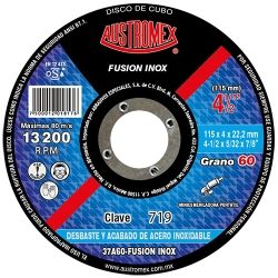 DISCO ABRASIVO 4-1/2" X 5/32" X 7/8" FUSION INOXIDABLE G60 AUSTROMEX