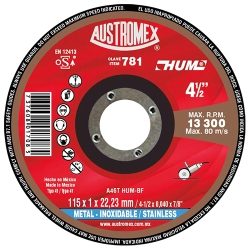 DISCO ABRASIVO 4-1/2" X 1MM X 7/8" HUM INOXIDABLE AUSTROMEX