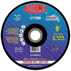 DISCO ABRASIVO 9" X 1/4" X 7/8" XTREME POWER F-GRIS AUSTROMEX