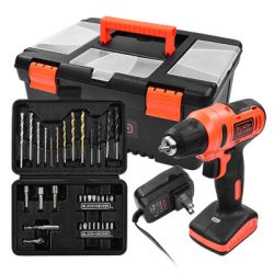 TALADRO ATORNILLADOR 12V + KIT BROCAS Y CAJA BLACK & DECKER