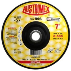 Disco Abrasivo 7" X 5/32" X 7/8" Uso General Austromex